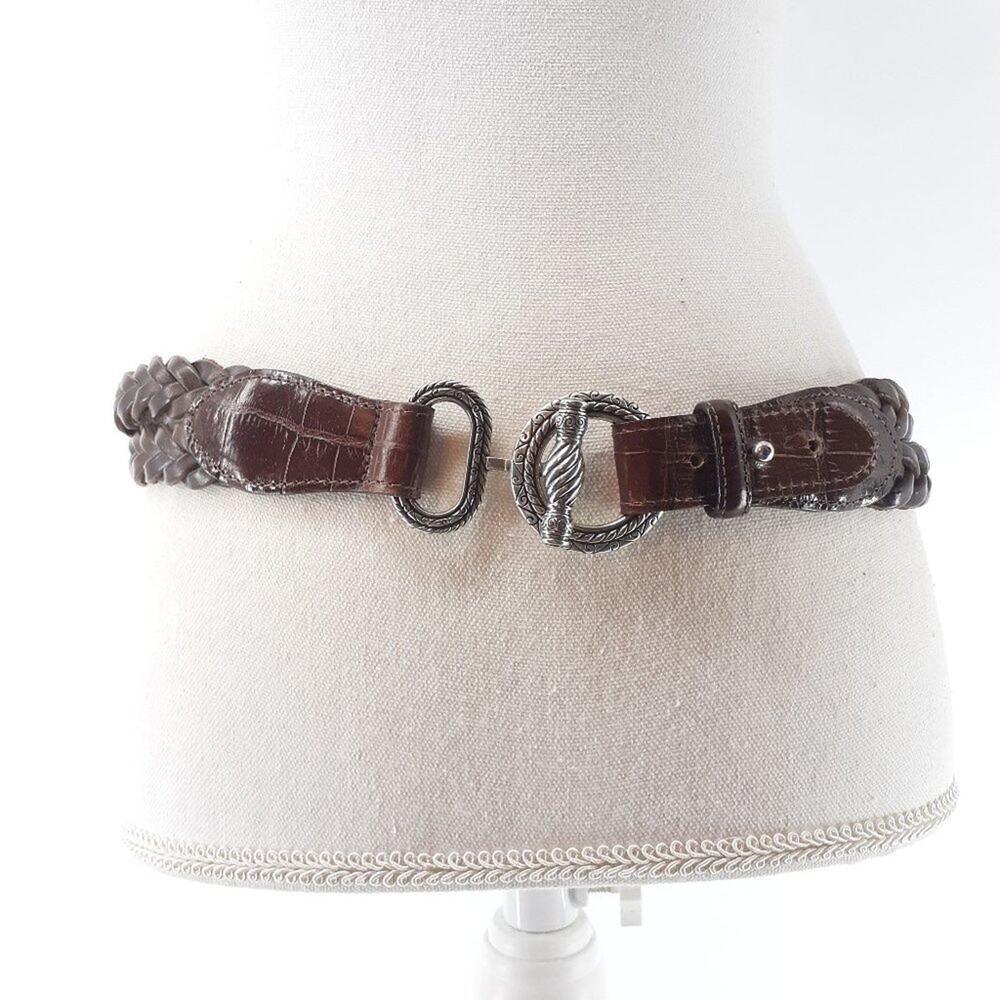 Women's Medium Belt Brown Double Braided Woven Boho Bohemian